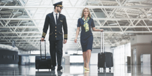 pilot walking through airport