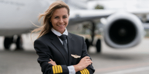 happy lady pilot