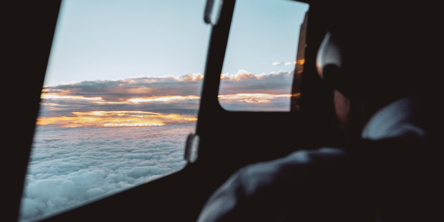 pilot looking out of the plane window