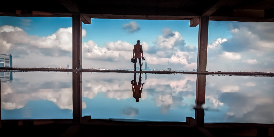 looking out of large windows