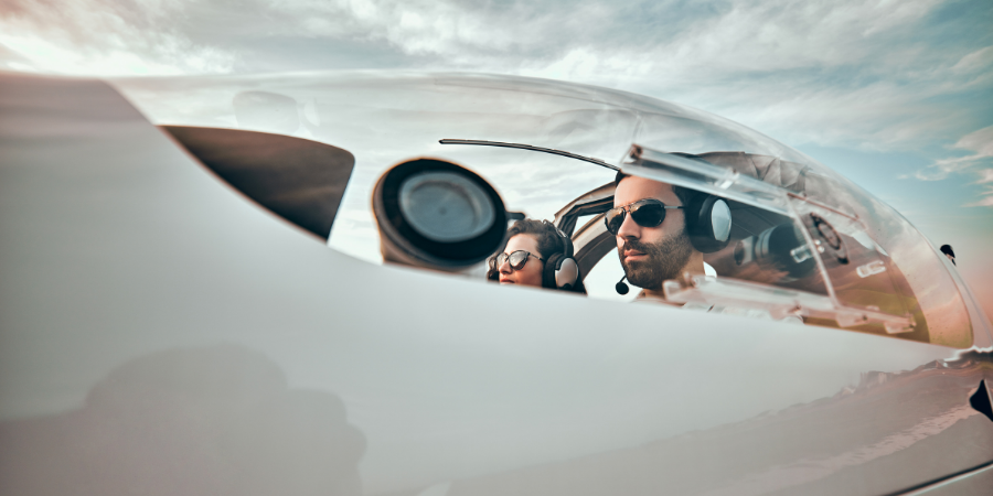 pilots in a small plane
